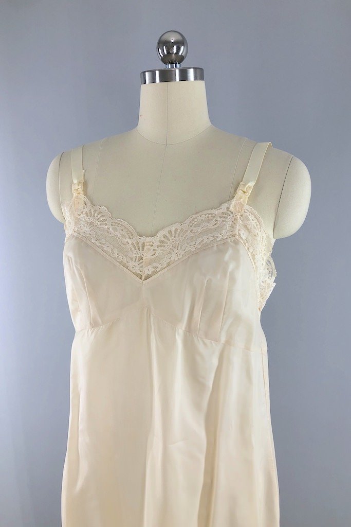 Vintage Ivory Floral Chiffon Dress-ThisBlueBird - Modern Vintage