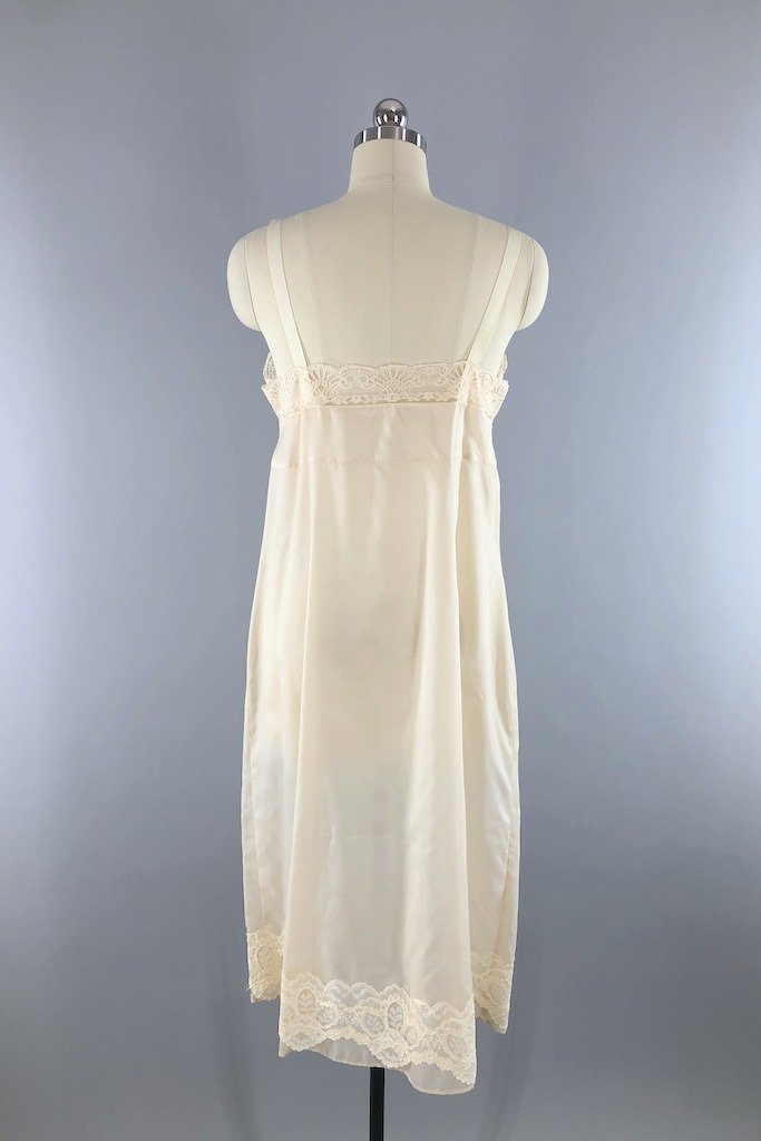 Vintage Ivory Floral Chiffon Dress-ThisBlueBird - Modern Vintage
