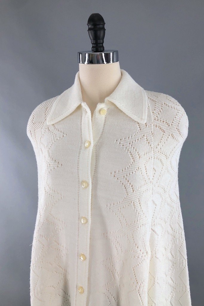 Vintage Ivory Fringed Cape-ThisBlueBird - Modern Vintage