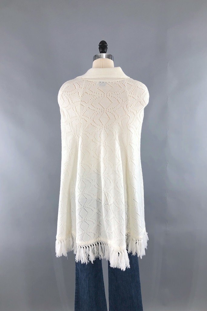 Vintage Ivory Fringed Cape-ThisBlueBird - Modern Vintage