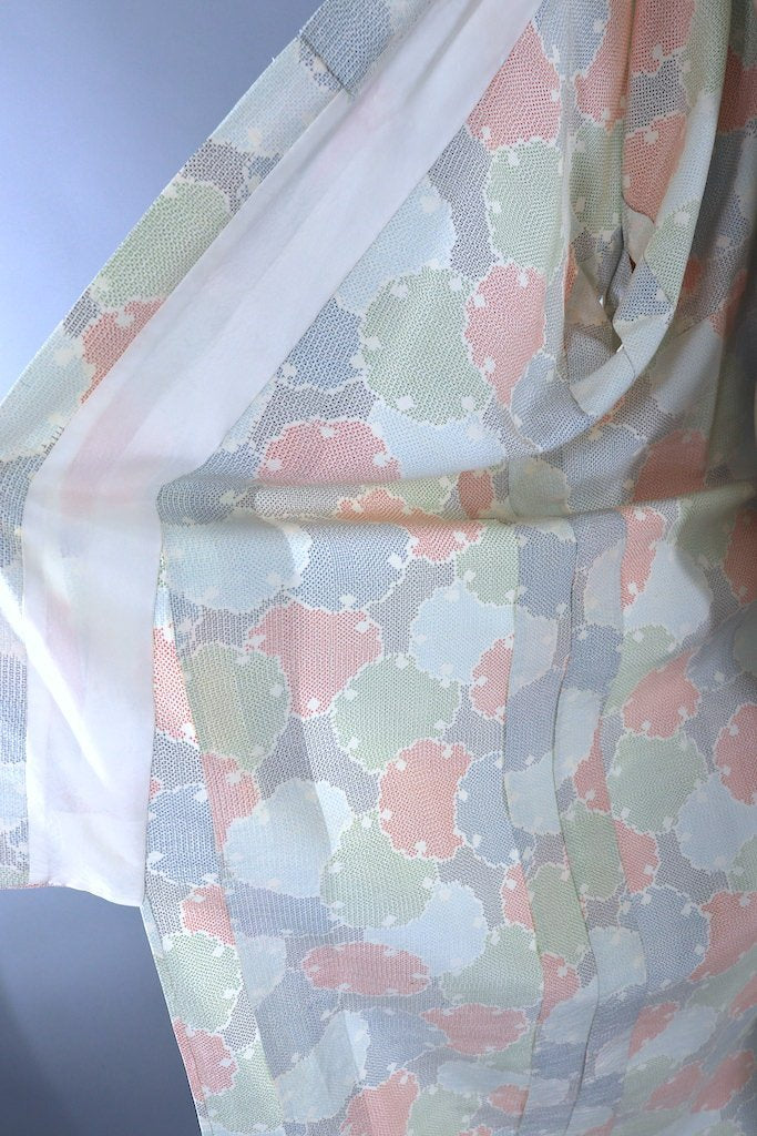 Vintage Ivory Lily Pad Silk Kimono Robe-ThisBlueBird