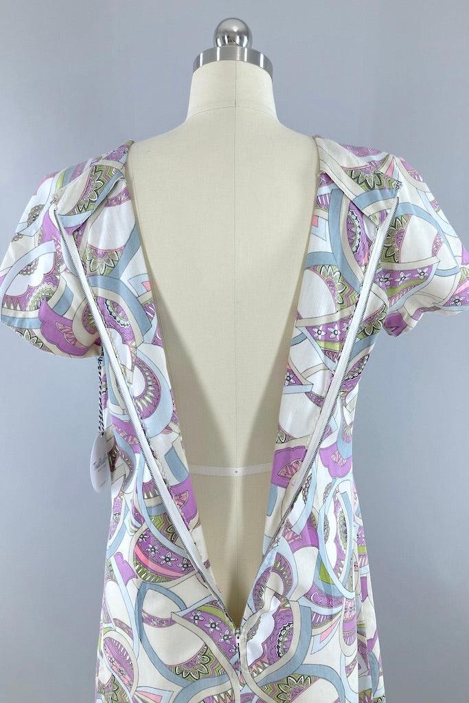 Vintage Ivory Mod Print Day Dress-ThisBlueBird