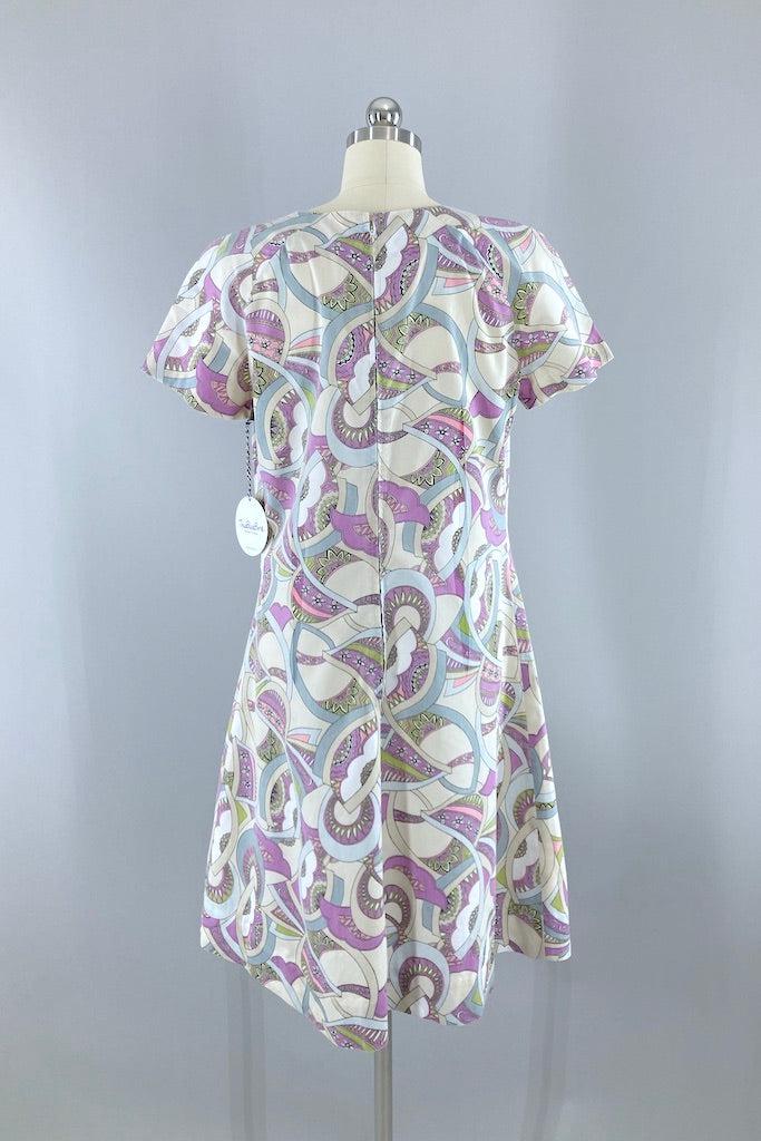 Vintage Ivory Mod Print Day Dress-ThisBlueBird
