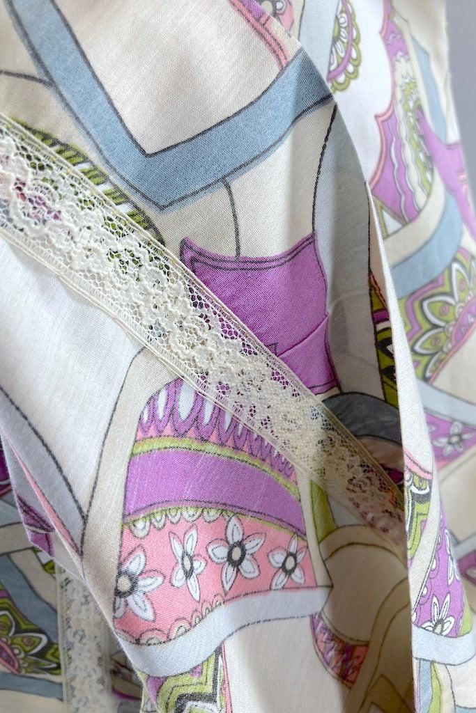Vintage Ivory Mod Print Day Dress-ThisBlueBird