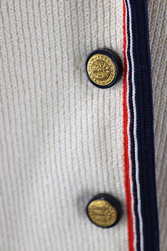 Vintage 1970s Butte Knit Blazer Jacket / Ivory Nautical Preppy - ThisBlueBird