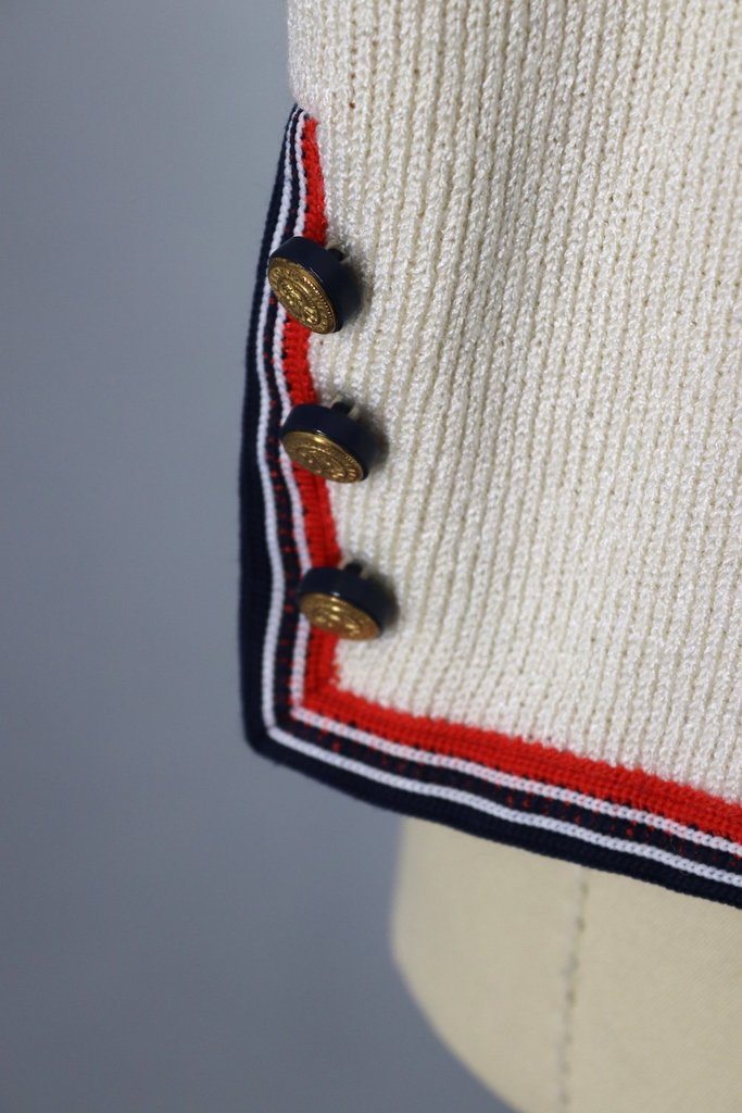 Vintage 1970s Butte Knit Blazer Jacket / Ivory Nautical Preppy - ThisBlueBird