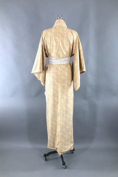 Vintage Ivory Red Star Silk Kimono Robe-ThisBlueBird - Modern Vintage