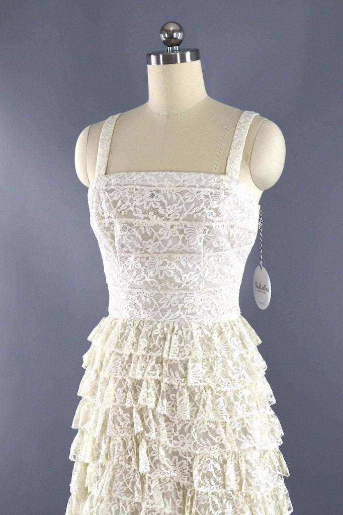 Vintage Ivory Tiered Lace Dress-ThisBlueBird - Modern Vintage