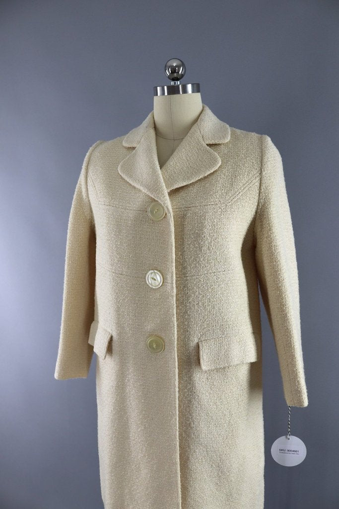 Vintage 1960s Ivory Winter Coat - ThisBlueBird