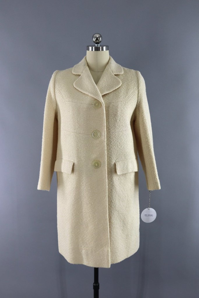 Vintage 1960s Ivory Winter Coat - ThisBlueBird