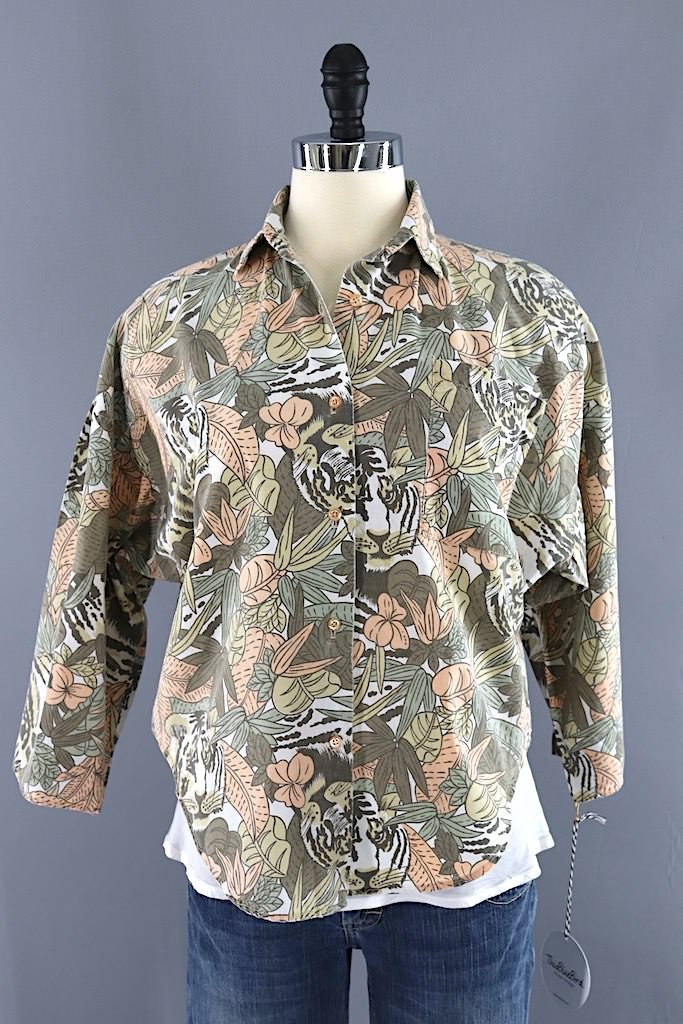 Vintage Jungle Print Safari Shirt-ThisBlueBird - Modern Vintage