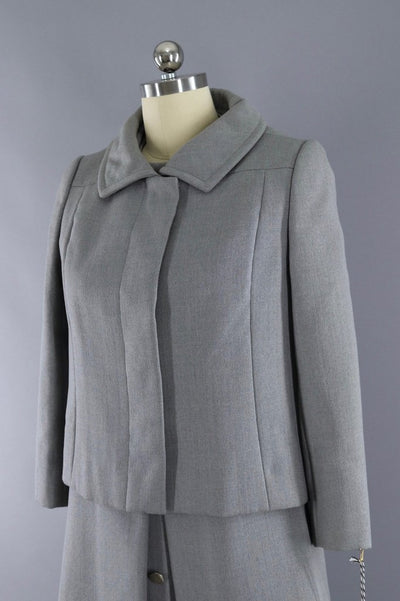 Vintage 1960s Kaye Turoff Grey Dress and Jacket Set - ThisBlueBird