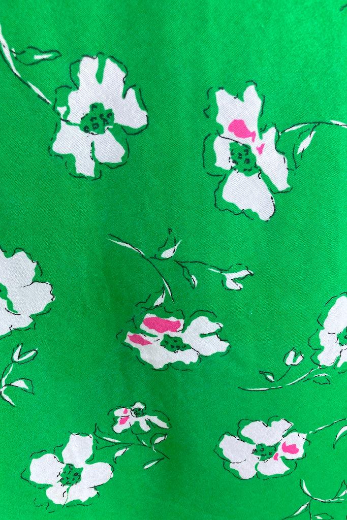 Vintage Kelly Green Floral Print Sundress-ThisBlueBird