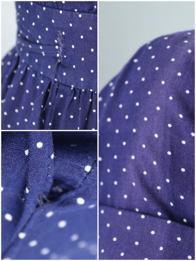 Vintage Lanz Navy Polka Dot Wrap Dress-ThisBlueBird - Modern Vintage