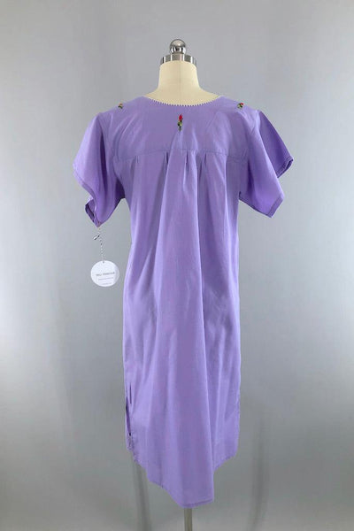 Vintage Lavender Mexican Huipil Dress-ThisBlueBird
