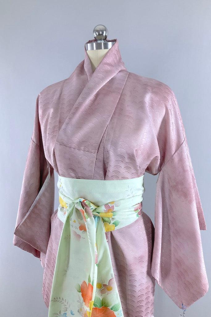 Vintage Lavender Satin Kimono Robe-ThisBlueBird