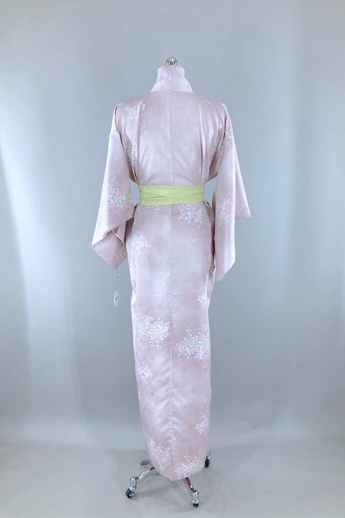 Vintage Lavender &amp; White Floral Kimono Robe-ThisBlueBird