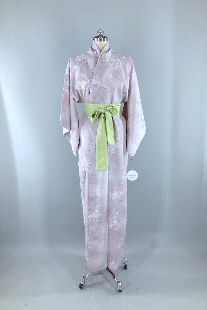 Vintage Lavender &amp; White Floral Kimono Robe-ThisBlueBird