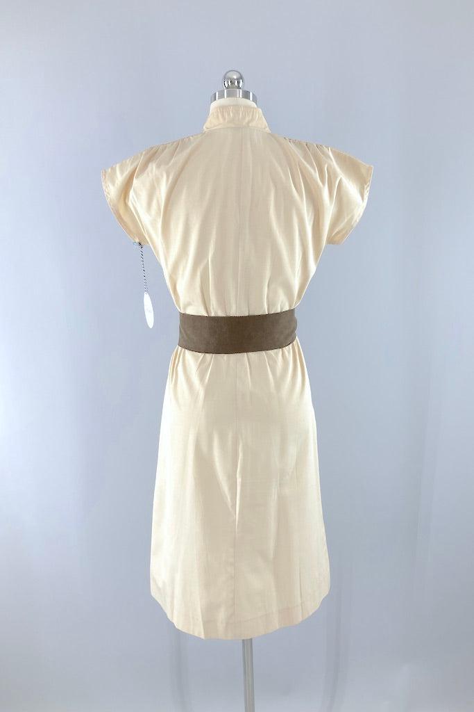 Vintage Leslie Fay Tan Casual Dress-ThisBlueBird