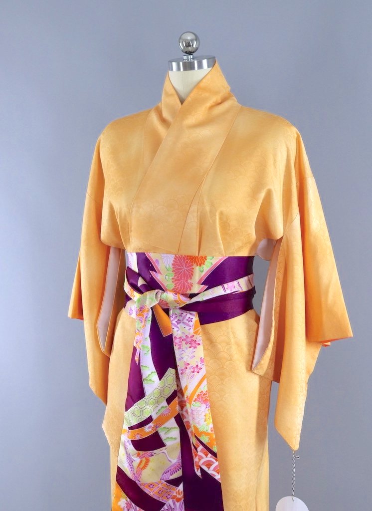 Vintage Light Orange Kimono Robe-ThisBlueBird