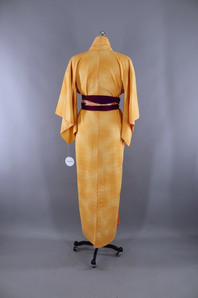Vintage Light Orange Kimono Robe - ThisBlueBird
