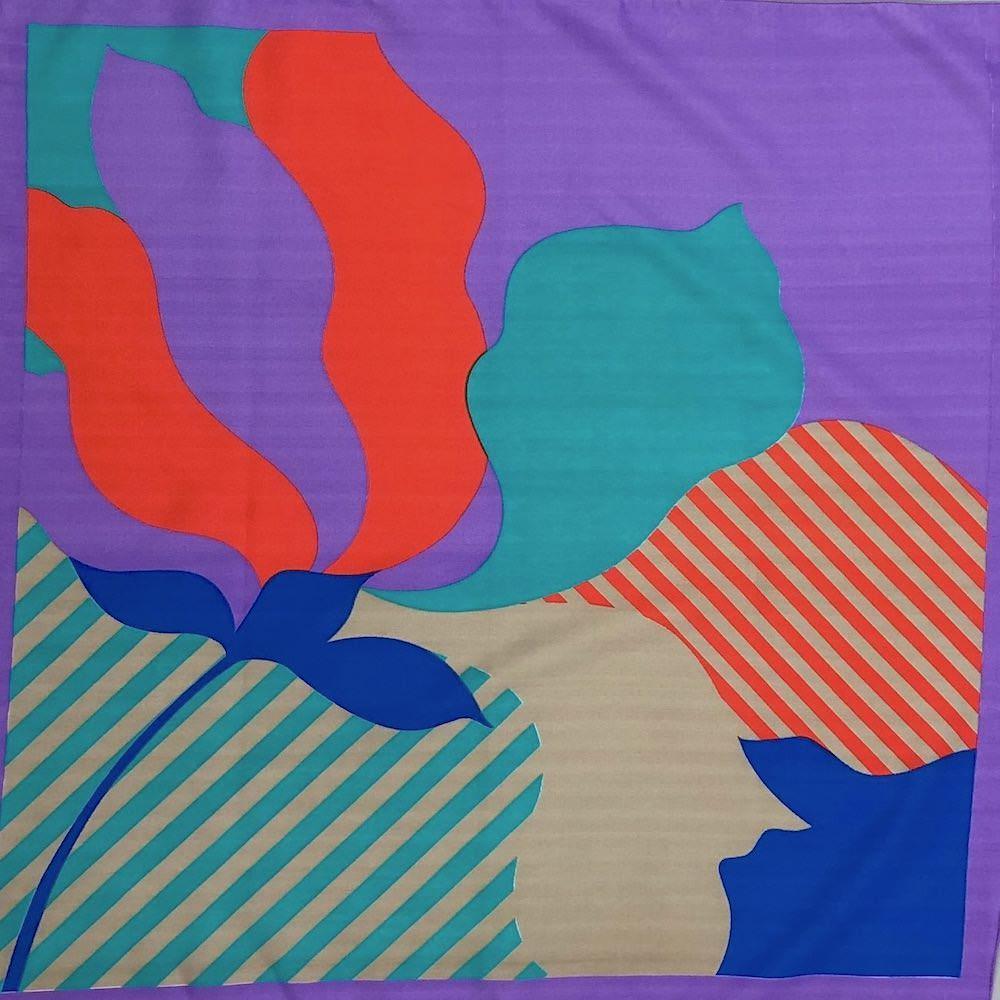 Vintage Liz Sinclair 1980s Floral Striped Scarf-ThisBlueBird - Modern Vintage