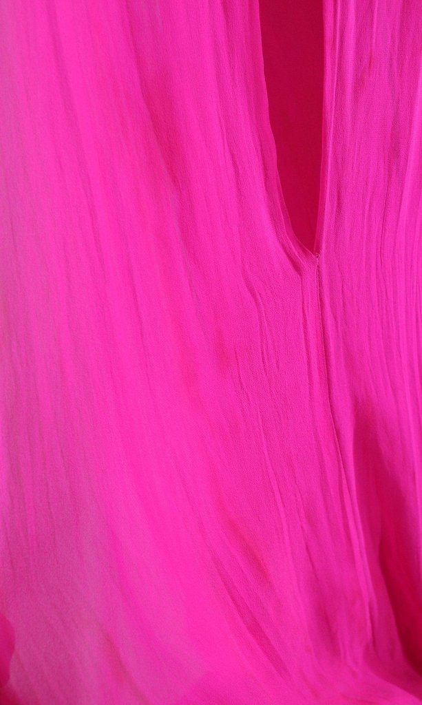 1960s Vintage Beaded Party Dress / Magenta Pink Chiffon - ThisBlueBird