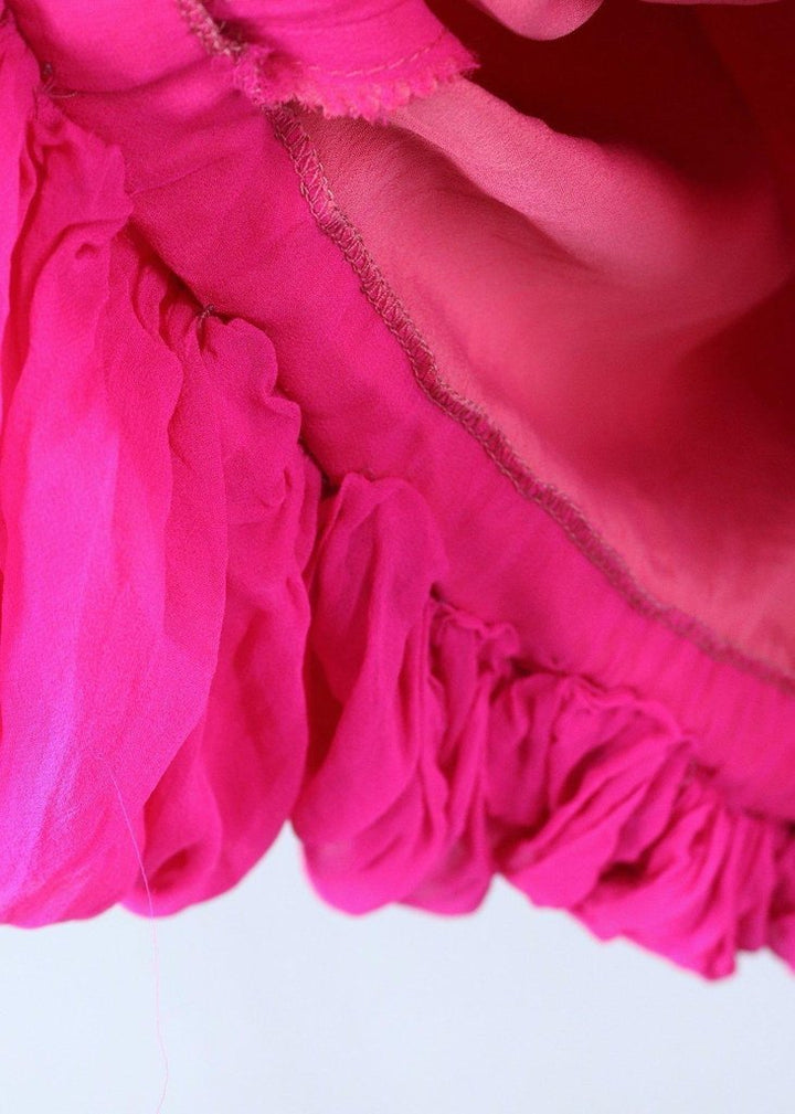 1960s Vintage Beaded Party Dress / Magenta Pink Chiffon - ThisBlueBird