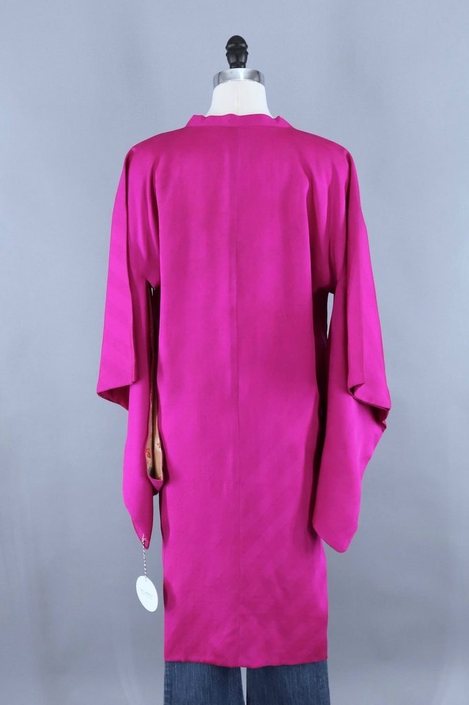 Vintage Silk Kimono Jacket / Magenta Pink - ThisBlueBird