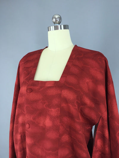 Vintage 1970s Michiyuki Kimono Coat / Maroon Red - ThisBlueBird