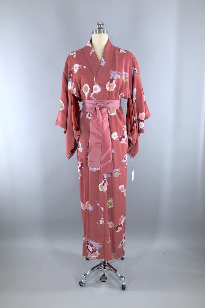 Vintage Mauve Floral Kimono Robe-ThisBlueBird - Modern Vintage