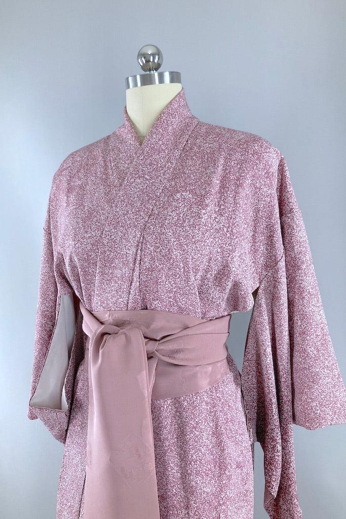 Vintage Mauve Pink Granite Silk Kimono-ThisBlueBird