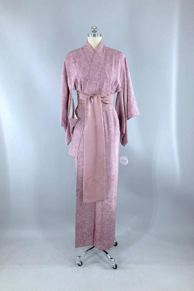 Vintage Mauve Pink Granite Silk Kimono-ThisBlueBird