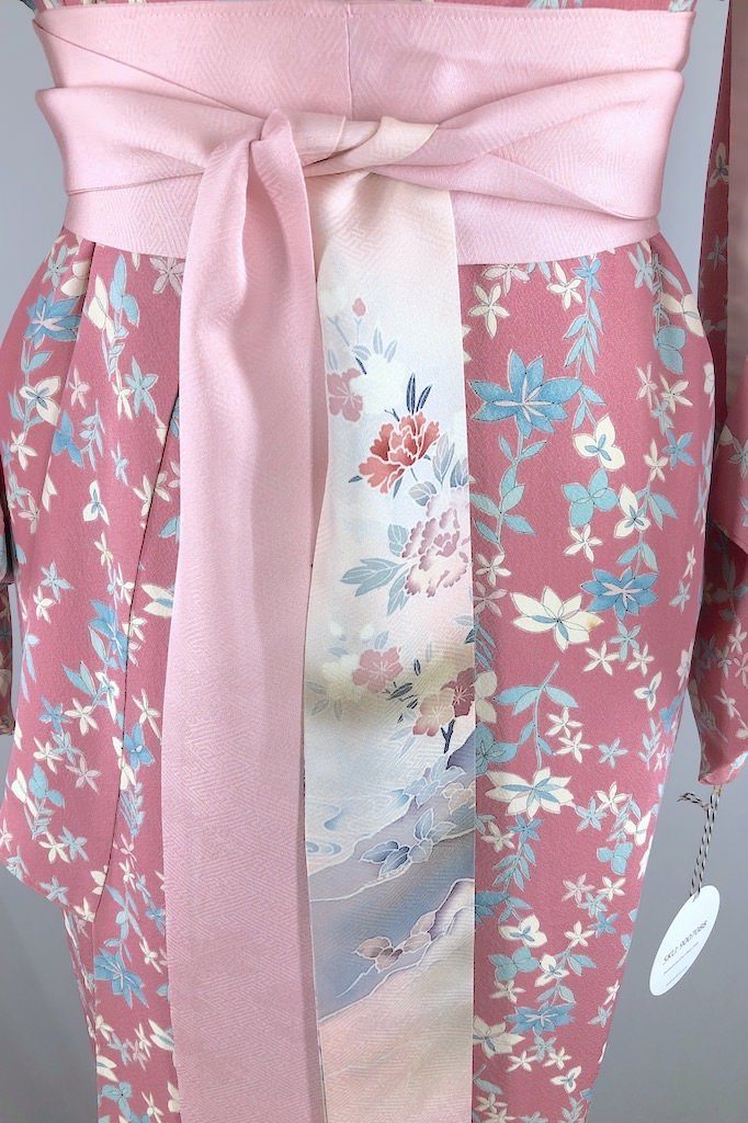 Vintage Mauve Pink Silk Kimono Robe-ThisBlueBird - Modern Vintage