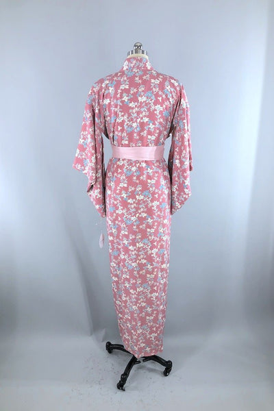 Vintage Mauve Pink Silk Kimono Robe-ThisBlueBird - Modern Vintage