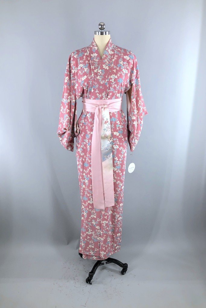 Vintage Mauve Pink Silk Kimono Robe – ThisBlueBird