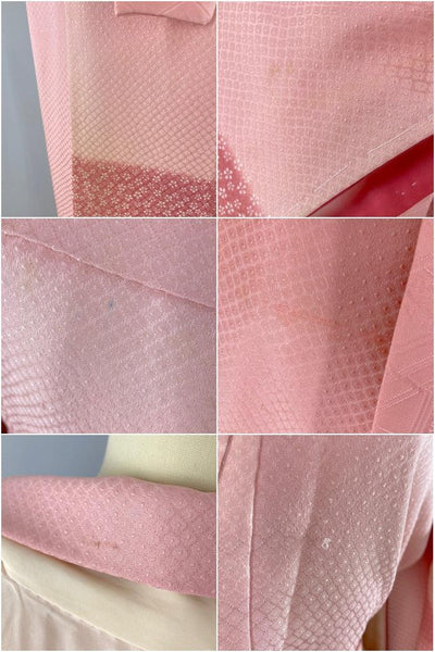 Vintage Mauve Pink Waves Silk Kimono Robe-ThisBlueBird