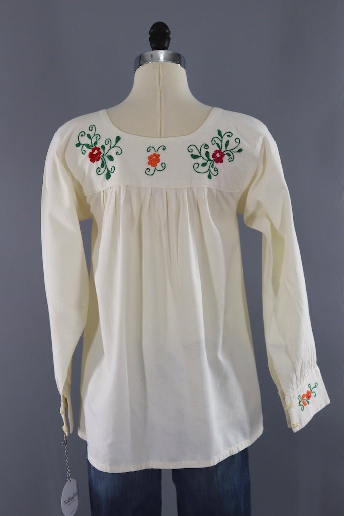 Vintage Mexican Embroidered Tunic-ThisBlueBird - Modern Vintage