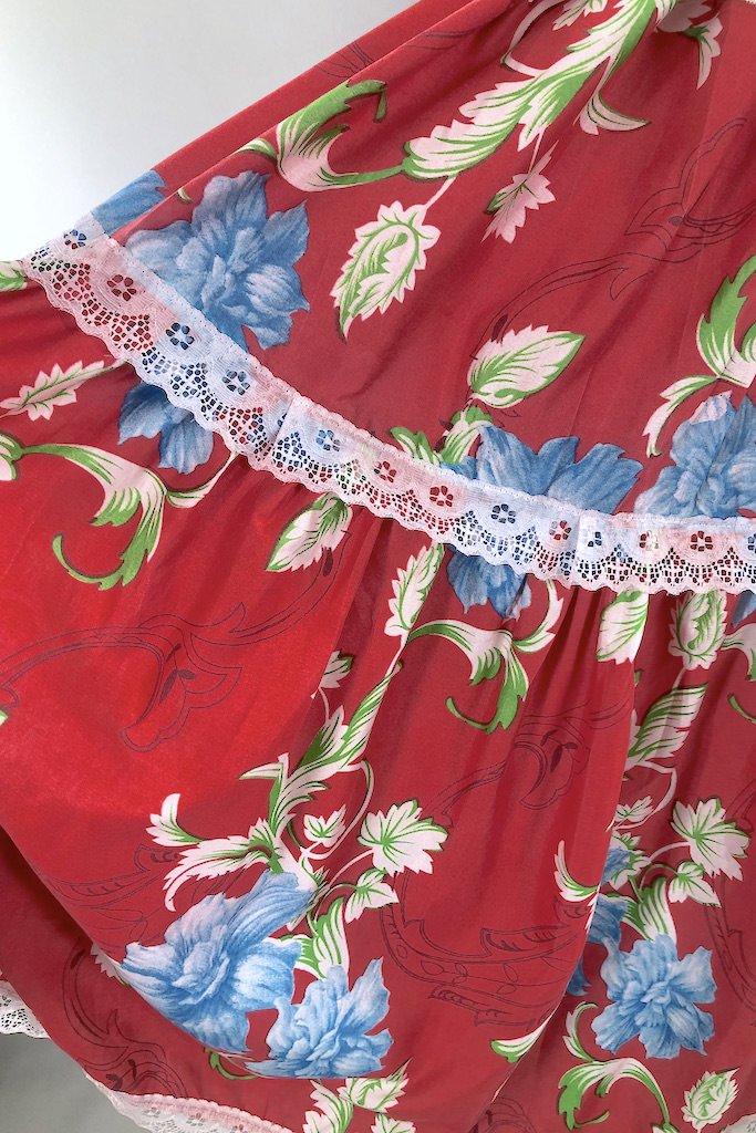 Vintage Mexican Red Floral Dress Set-ThisBlueBird - Modern Vintage