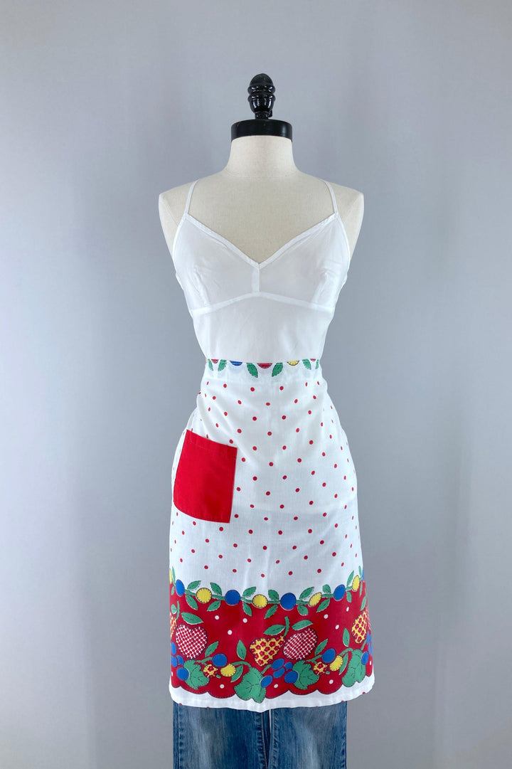 Vintage Mid-Century Fruit Print Half Apron-ThisBlueBird