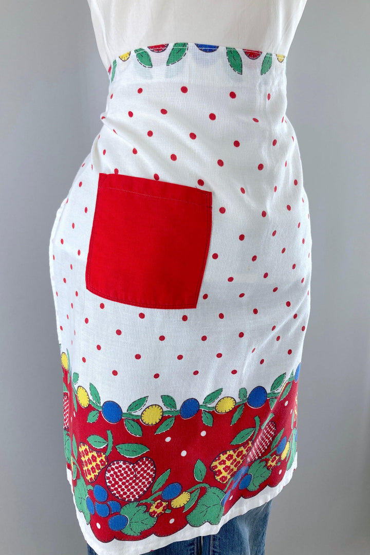 Vintage Mid-Century Fruit Print Half Apron-ThisBlueBird