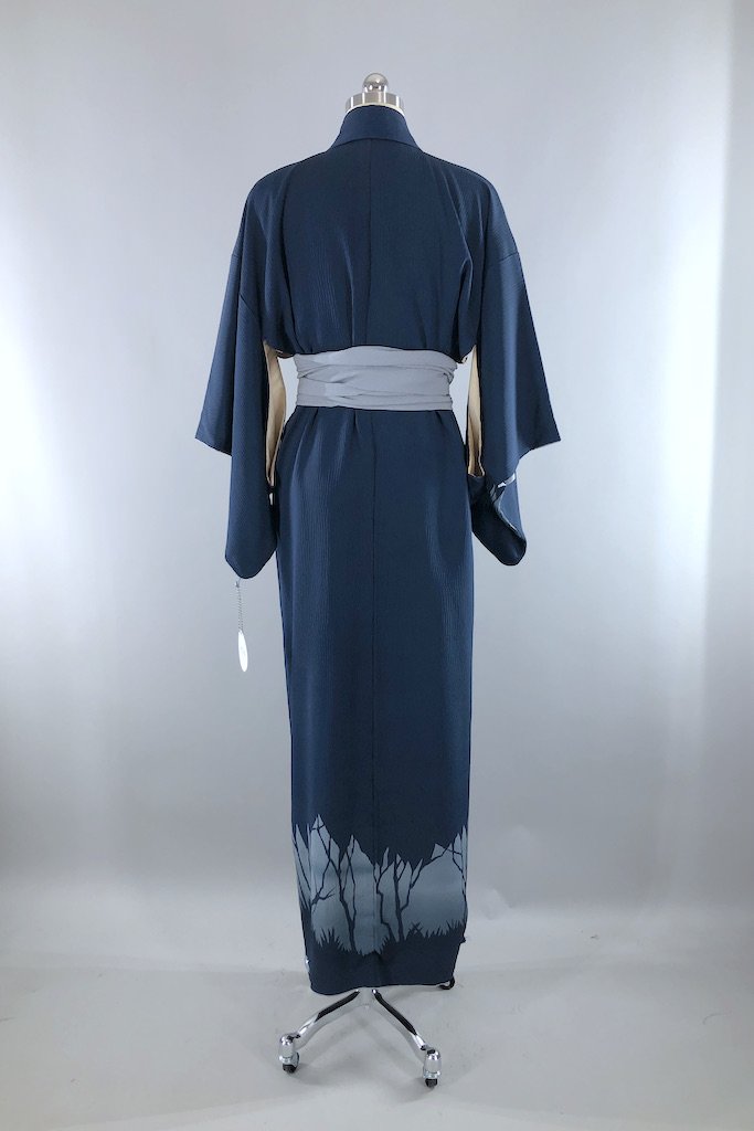 Vintage Midnight Forest Silk Kimono Robe-ThisBlueBird - Modern Vintage