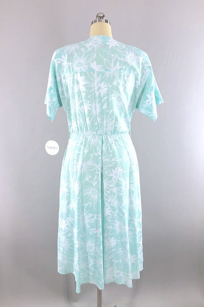 Vintage Mint Floral Print Dress-ThisBlueBird - Modern Vintage