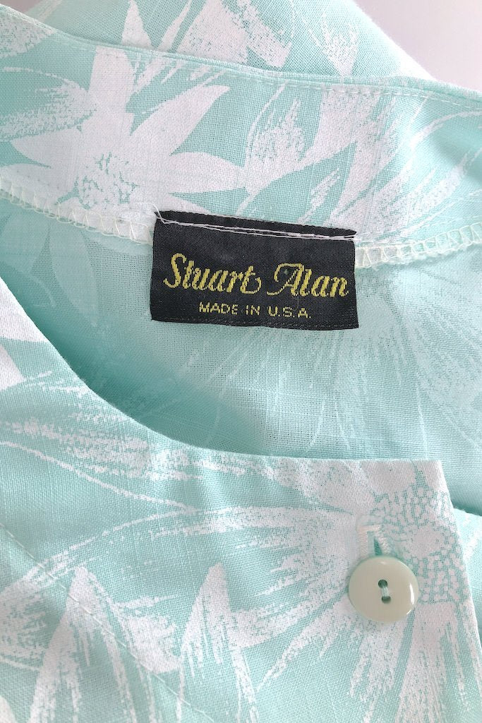 Vintage Mint Floral Print Dress-ThisBlueBird - Modern Vintage