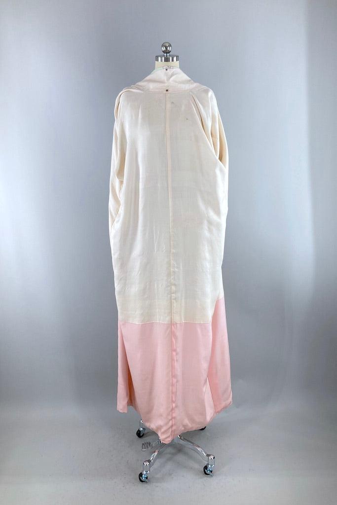 Vintage Mint Green Peony Silk Kimono Robe-ThisBlueBird