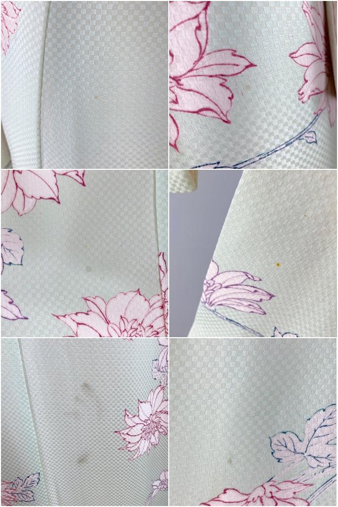 Vintage Mint Green Peony Silk Kimono Robe-ThisBlueBird