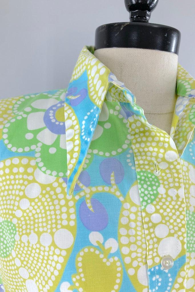 Vintage Mod Floral Print Blouse-ThisBlueBird
