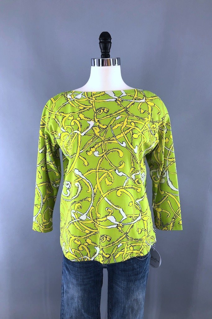 Vintage Mod Green Jersey Top-ThisBlueBird - Modern Vintage