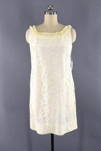 Vintage Ivory Lace Mini Dress-ThisBlueBird - Modern Vintage