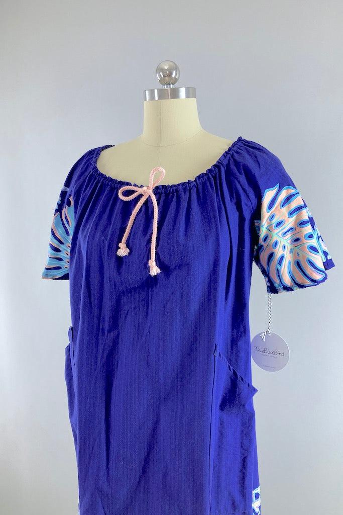 Vintage Monstera Leaf Summer Dress-ThisBlueBird